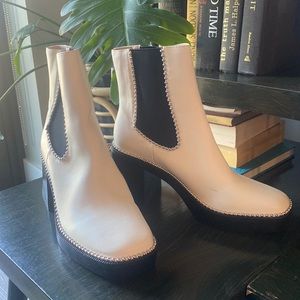 Pretty little thing chunky white ankle boots